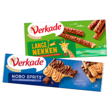 Verkade sprits melk, nizza kokos, lange nekken of prinses aardbei, oaties naturel glutenvrij of McVitie's digestive